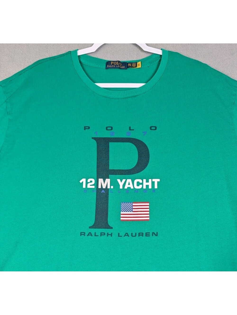 Polo Ralph Lauren Mens 2XLT Green 12M Yacht Challenge Nautical Sailing Tee Shirt
